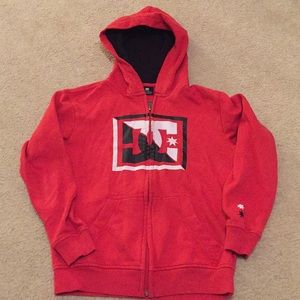 Boys size Small DC zip hoodie red